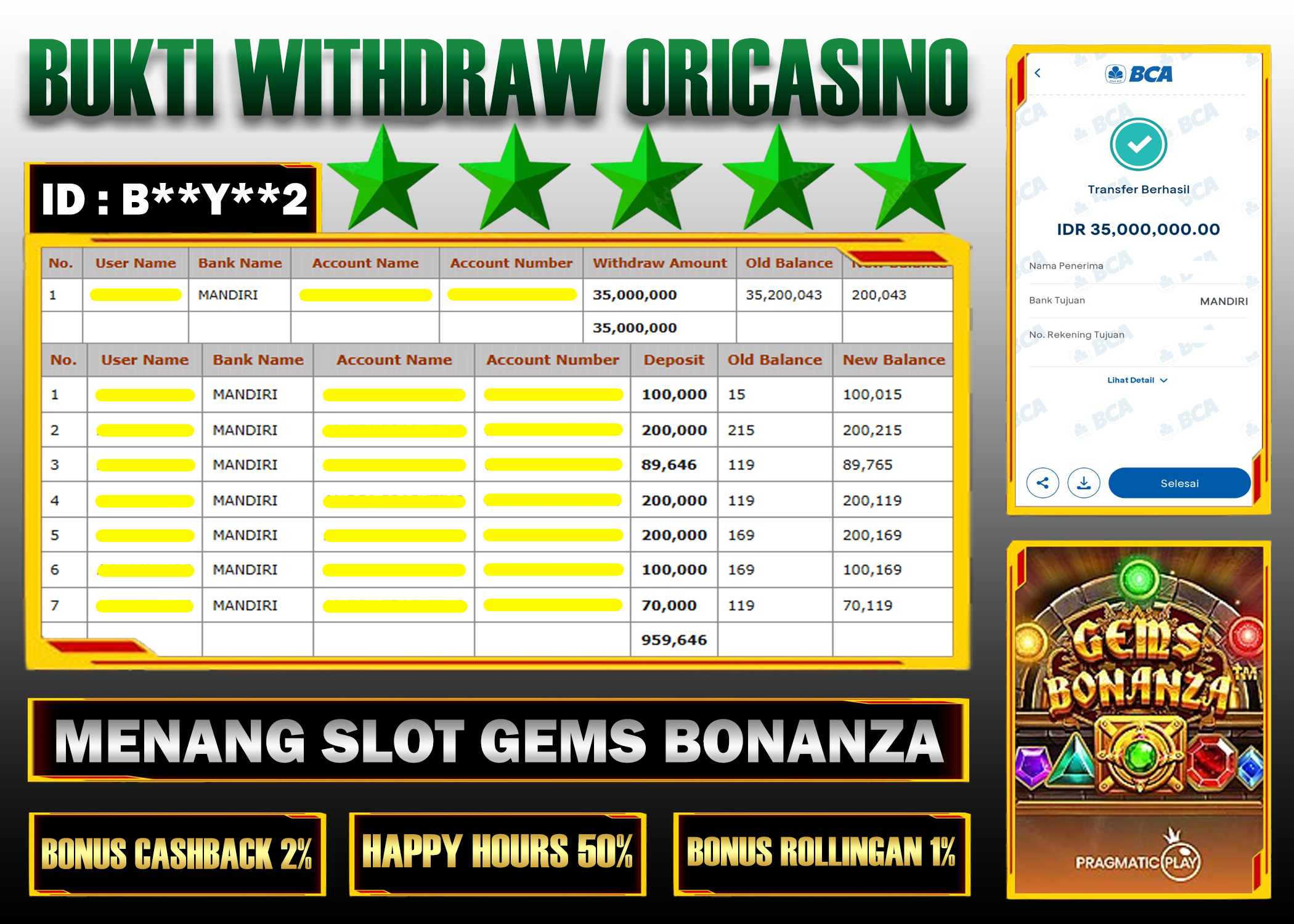 BUKTI KEMENANGAN SLOT GEMS BONANZA PROVIDER PRAGMATIC PLAY